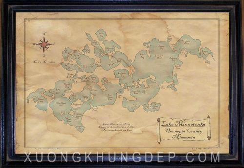 Khung bản đồ treo tường màu nâu đẹp