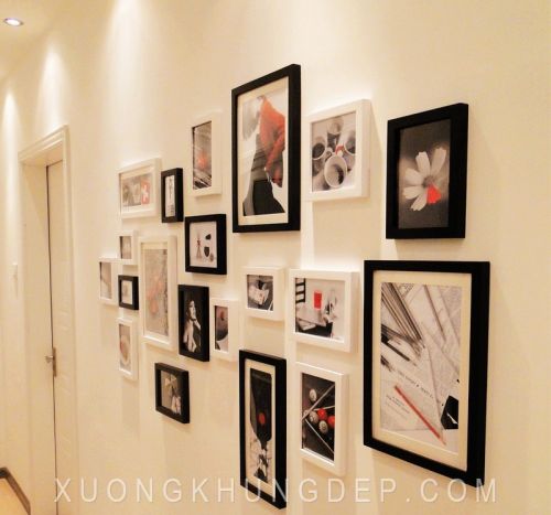 Khung ảnh treo tường trắng đen sang trọng