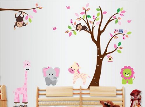 Tranh In Dán Tường Động Vật Dễ Thương