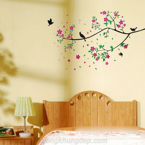 Tranh In Dán Tường Cành Hoa Tím Nhỏ