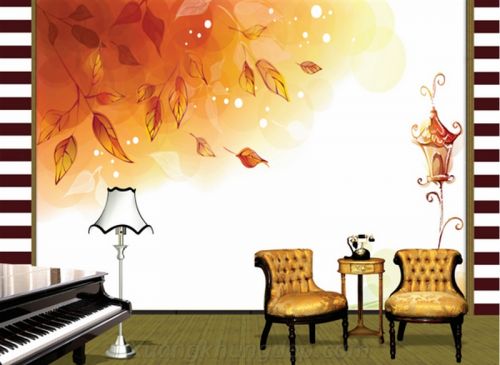 Tranh In Dán Tường Lá Rơi Mùa Thu