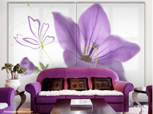 Tranh In Dán Tường Hoa Lily Tím