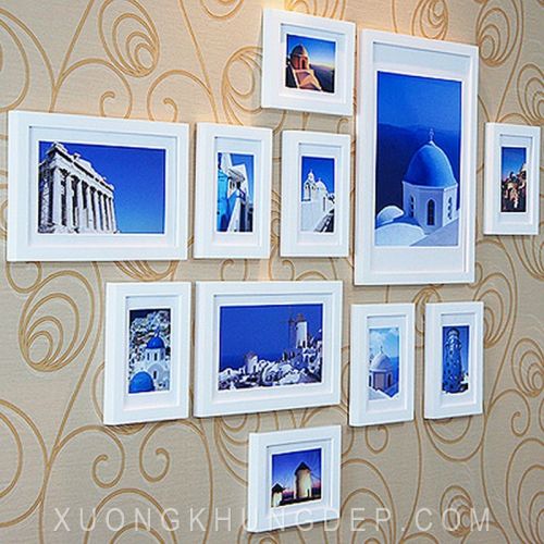 Bộ khung tranh treo tường đơn giản màu trắng
