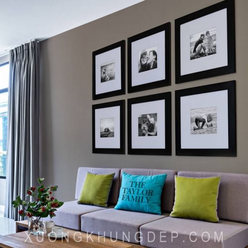 Khung tranh treo tường bộ 6 cái màu đen