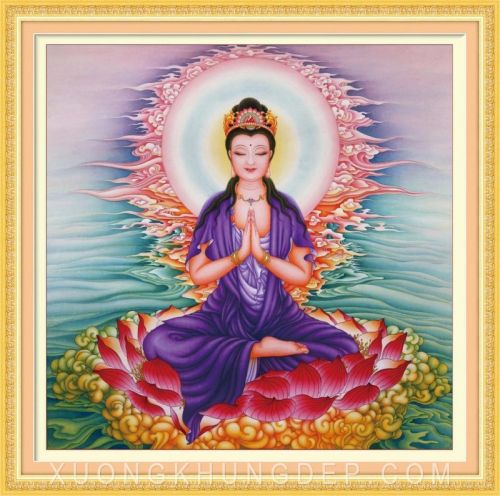 Khung tranh thêu chữ thập vàng sang trọng