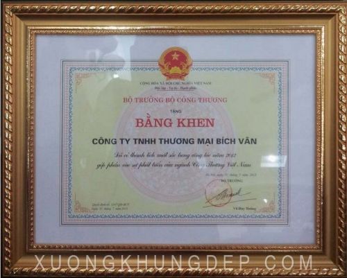 Khung giấy khen màu vàng trang nhã