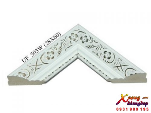 Mẫu Khung Tranh Cổ Điển Composite Trắng Hoa Văn Đẹp