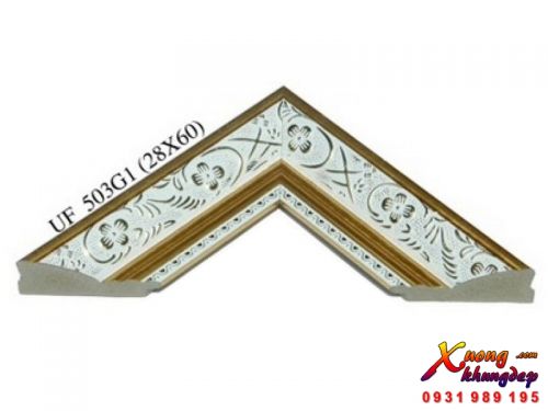 Mẫu Khung Tranh Cổ Điển Composite Trắng Viền Vàng