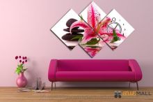 Tranh In Đồng Hồ Hoa Ly Hồng Bộ 4 Bức