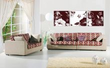 Tranh In Hoa Nền Trắng Nâu Bộ 3 Bức