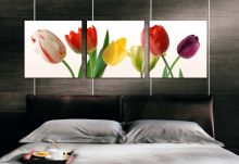 Tranh In Hoa Tulip Nền Trắng Bộ 3 Bức