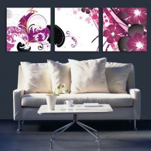 Tranh In Hoa Văn Màu Tím Ấn Tượng Bộ 3 Bức
