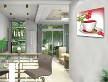 Tranh In Quả Lựu Đỏ Và Chiếc Tách Trắng