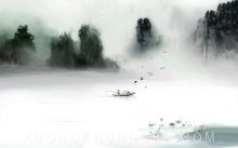 Tranh In Sơn Dầu Chiếc Thuyền Trên Hồ Đầy Sương