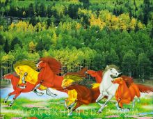Tranh In Sơn Dầu Đàn Ngựa Phi Trước Rừng Thông