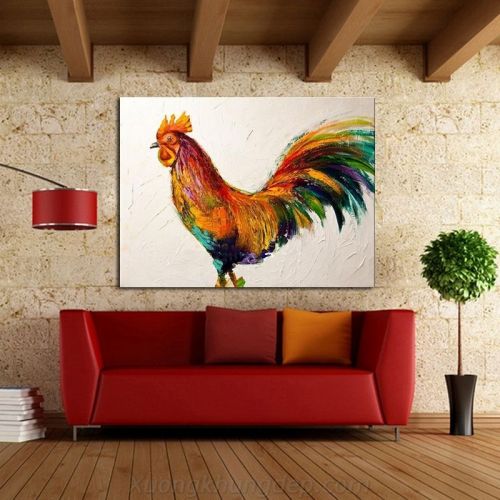 Tranh In Canvac Con Gà Trống Sặc Sỡ 
