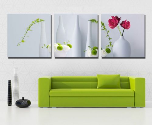 Tranh In Canvas Các Bình Cắm Hoa Bộ 3 Bức
