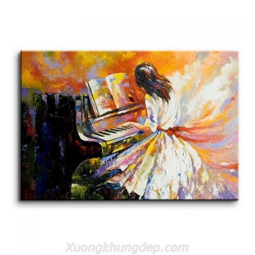 Tranh In Canvas Cô Gái Đàn Piano