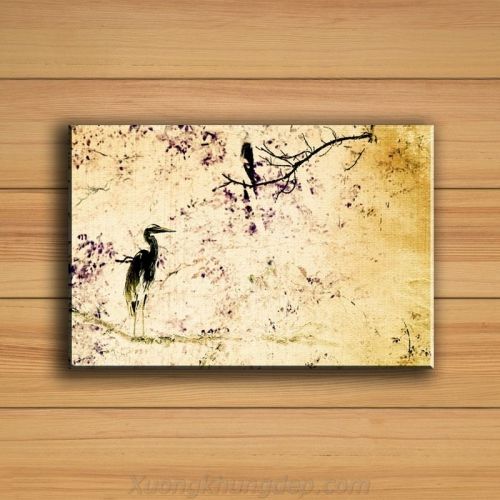 Tranh In Canvas Đôi Hạc Đen
