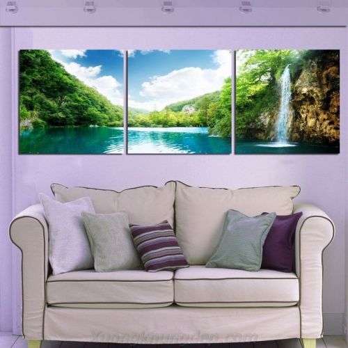 Tranh In Canvas Thác Nước Và Dòng Sông Bộ 3 Bức