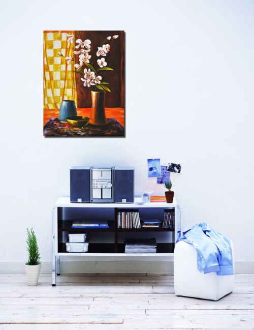 Tranh In Canvas Tĩnh Vật Bình Hoa Lan