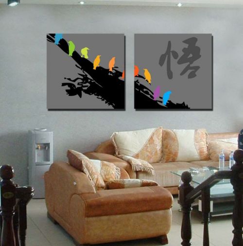 Tranh In Đàn Chim Màu Sắc Bộ 2 Bức