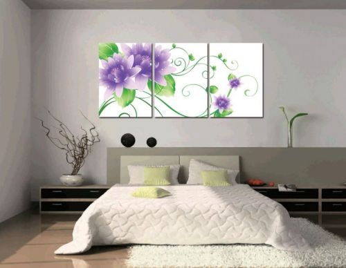 Tranh In Dây Hoa Leo Màu Tím Bộ 3 Bức