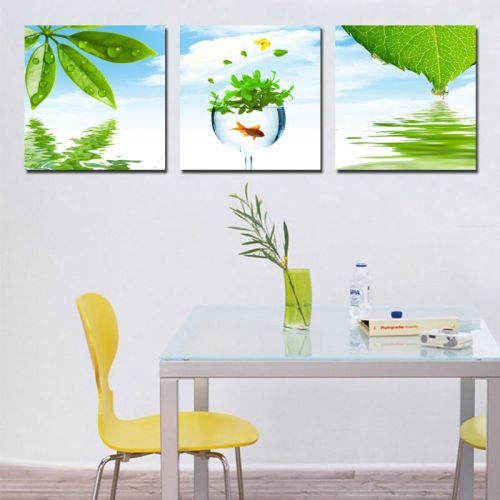 Tranh In Hồ Nước Và Bể Cá Vàng Bộ 3 Bức