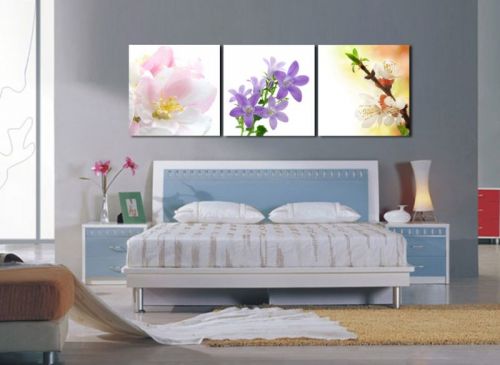 Tranh In Hoa Đào Hoa Lan Bộ 3 Bức