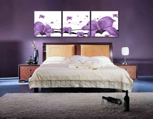 Tranh In Hoa Đậu Biếc Màu Tím Bộ 3 Bức