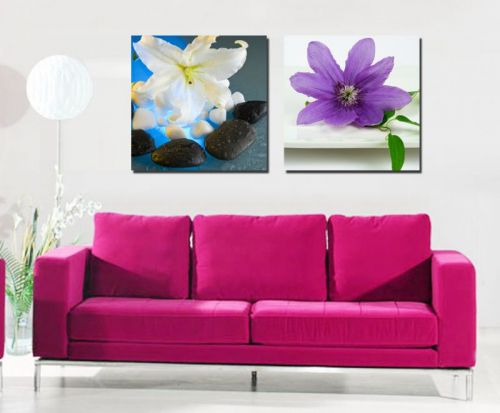 Tranh In Hoa Đậu Trắng Tím Bộ 2 Bức