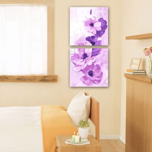Tranh In Hoa Đẹp Màu Tím Bộ 2 Bức