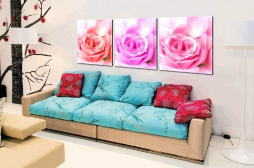 Tranh In Hoa Hồng Ba Màu Bộ 3 Bức