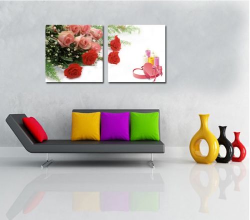 Tranh In Hoa Hồng Hộp Quà Nến Bộ 2 Bức