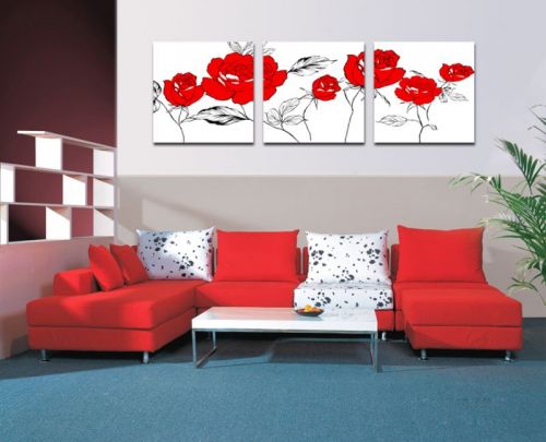 Tranh In Hoa Hồng Thân Đen Nền Trắng Bộ 3 Bức