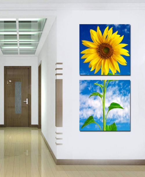 Tranh In Hoa Hướng Dương Trên Bầu Trời Bộ 2 Bức