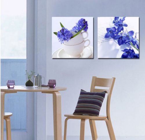 Tranh In Hoa Lan Tím Và Tách Trắng Bộ 2 Bức