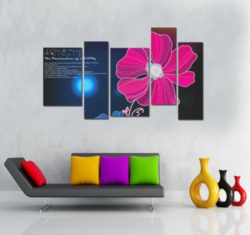 Tranh In Hoa Màu Hồng Không Đối Xứng Bộ 5 Bức