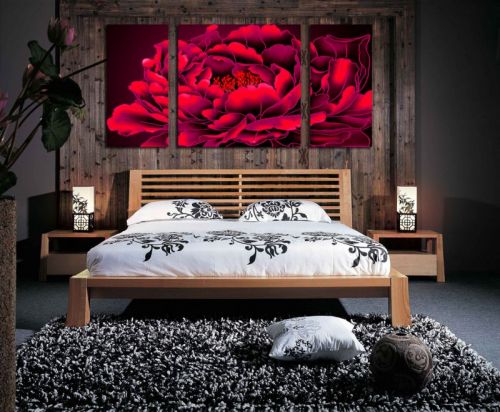 Tranh In Hoa Quỳnh Đỏ Bộ 3 Bức