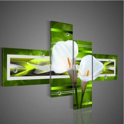 Tranh In Hoa Trắng Không Đối Xứng Bộ 4 Bức