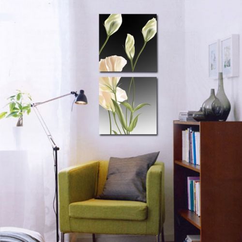 Tranh In Hoa Trắng Nền Đen Bộ 2 Bức