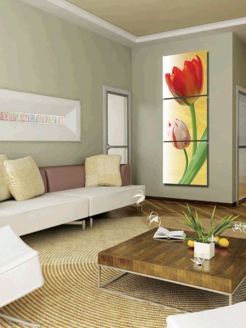 Tranh In Hoa Tulip Cam Bộ 3 Bức