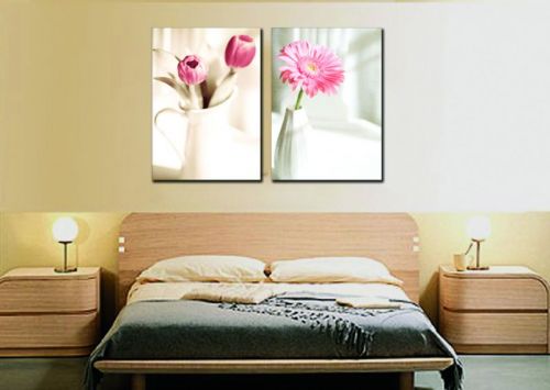 Tranh In Hoa Tulip Cẩm Chướng Hồng Bộ 2 Bức