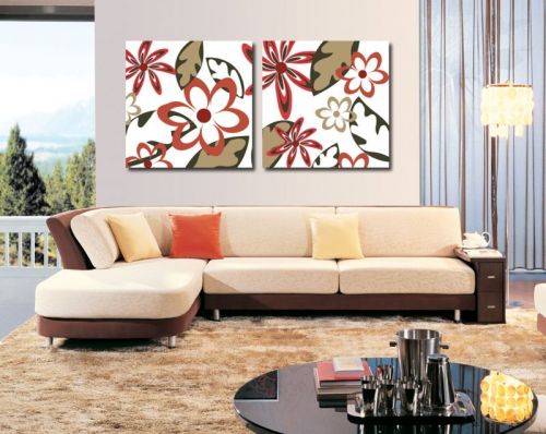 Tranh In Hoa Văn Hoa Lá Bộ 2 Bức