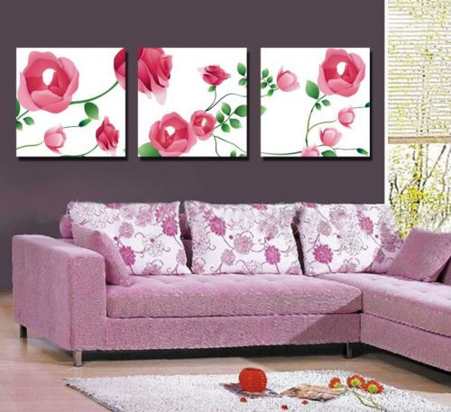 Tranh In Những Bông Hoa Hồng Nền Trắng Bộ 3 Bức