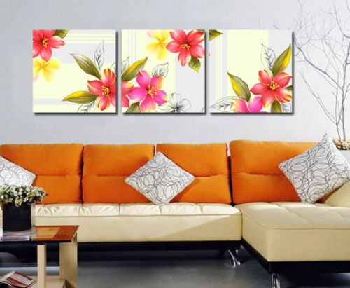 Tranh In những Bông Hoa Màu Đỏ Bộ 3 Bức 