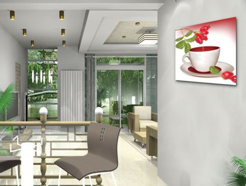 Tranh In Quả Lựu Đỏ Và Chiếc Tách Trắng