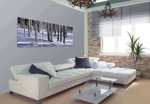 Tranh In Thân Cây Rừng Mùa Đông Bộ 3 Bức